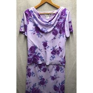Karis Korner Skirt Set Size 20 Purple Flowers Slouch Droop Neckline Mothers Day